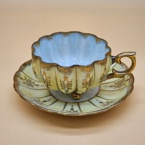 Elegant Gold and Cream Royal Sealy China Teacup and Saucer Set - 1950s